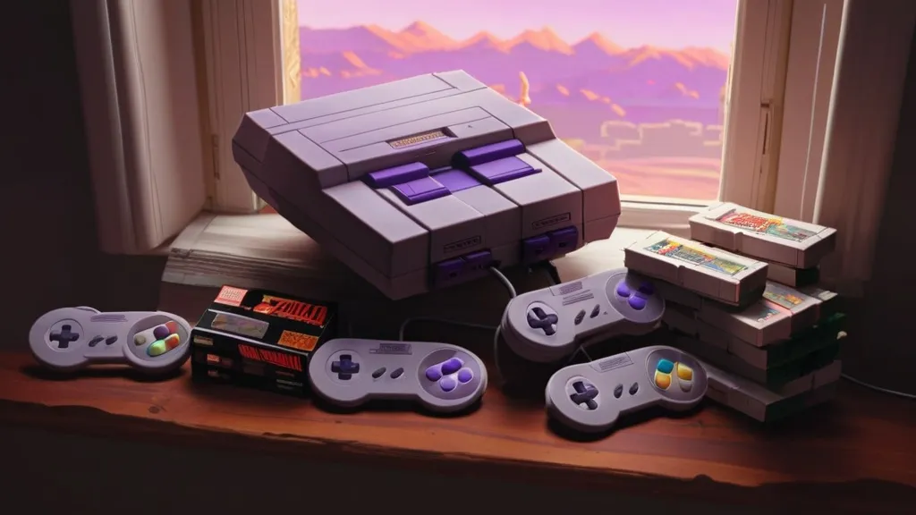 SNES games collection on a retro gaming console