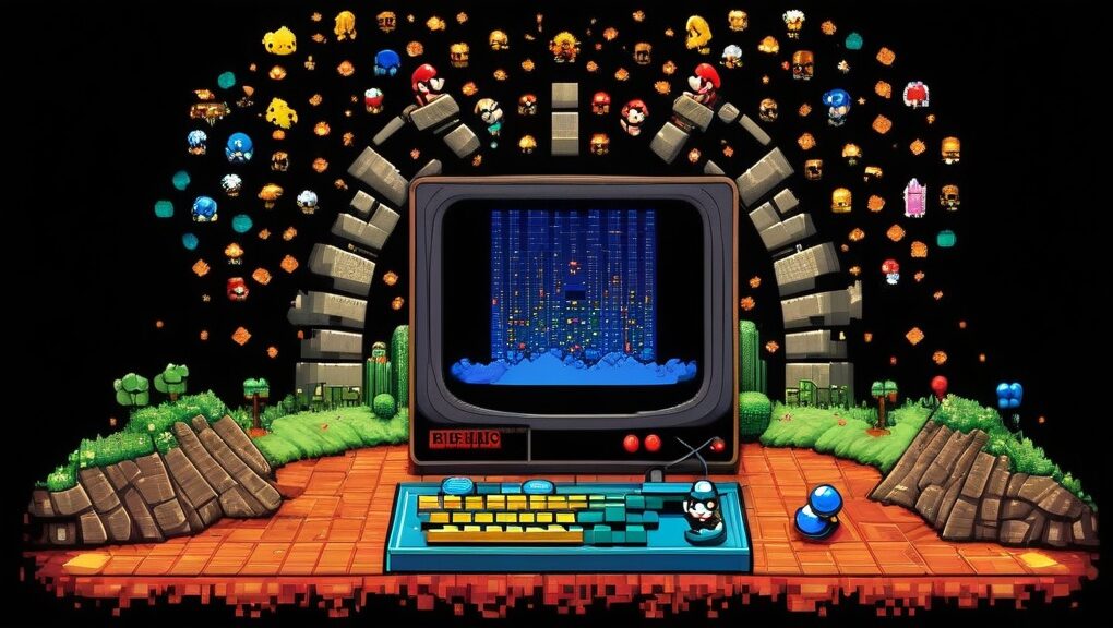 retro gaming console setup