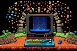 retro gaming console setup