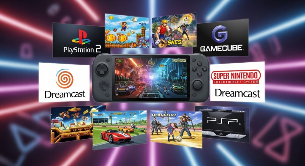 Retroid Pocket 5 emulating classic PS2, GameCube, and SNES games