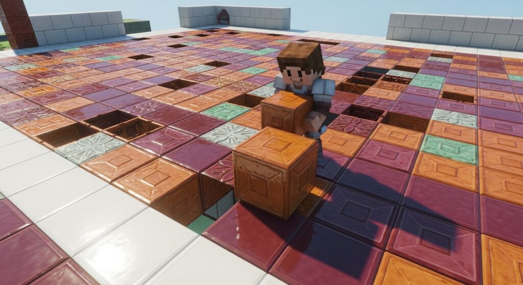 Minecraft glazed terracotta floor pattern build.