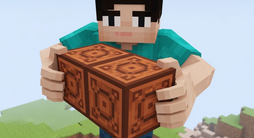 Player rotating Minecraft glazed terracotta blocks for perfect pattern alignment.