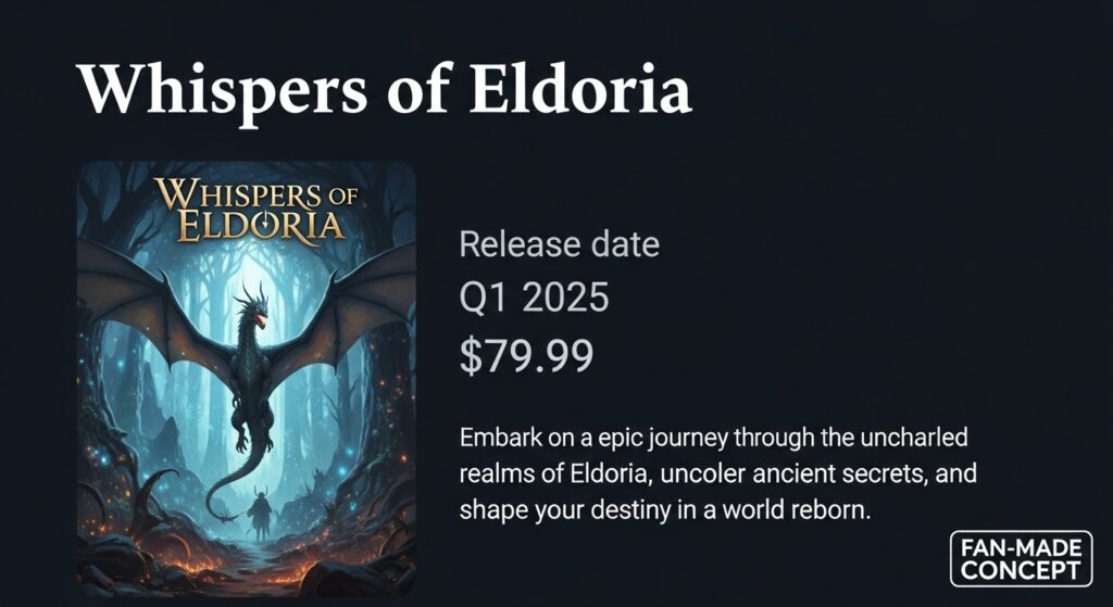 Example of false game listing used as rumor source